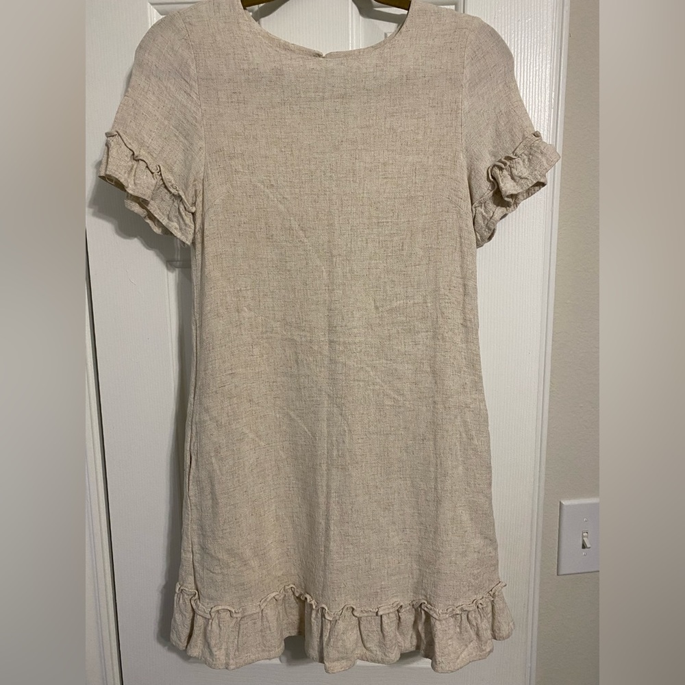 Cream Burlap Babydoll Dress S